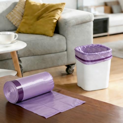 Drawstring Trash Bag 100PCS, Leakproof Small Trash Bags, Unscented Small Garbage Bags, 15 Liter Mini Wastebasket can Liners for Office Bedroom Bathroom, Purple - color: 100Purple