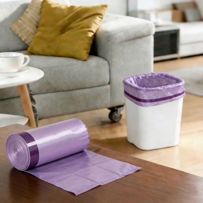 Drawstring Trash Bag 100PCS, Leakproof Small Trash Bags, Unscented Small Garbage Bags, 15 Liter Mini Wastebasket can Liners for Office Bedroom Bathroom, Purple - color: 100Purple