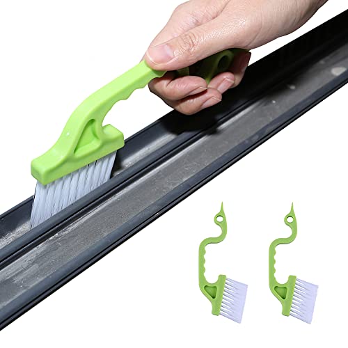 2pcs Hand-held Groove Gap Cleaning Tools Door Window Track Kitchen Cleaning Brushes(Green) - color: Green