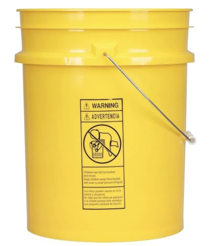 House Naturals 5 Gallon Premium HPDE Plastic Bucket - Made in USA Food Grade Storage Container, BPA Free All Purpose Pail (4, Yellow) - color: Yellow
