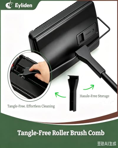 Eyliden X-Large Carpet Sweeper - Quiet Manual Sweeper for Carpets & Rugs | 1 Extra Refill Roller Brush, Non-Electric, Hand Push, Quietly Cleans Debris and Messes, Restaurant Roller Broom, Mint - color: Black