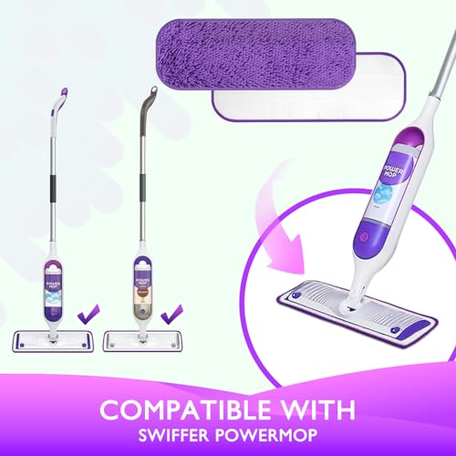 Reusable Power Mop Refill Pads for Swiffer Power Mop Starter Kit - Swifter Powermop Pads Refills - Multi-Surface & Wood Mopping Pad Refil for Floor Cleaning - Washable Microfiber Pad, 4 Pack - color: 4 Pack