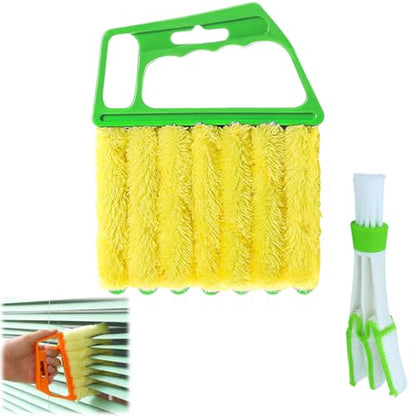 Blind Cleaner Duster Tool,2025 Upgrade Detachable Window Blind Cleaner Tool,7 Fingers Dusting Cleaner Mini Blind Duster Brush for Wood Blinds Air Conditioner Vents Fans Car Vents Cleaning (Green) - color: Green
