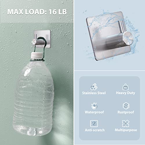 VIS'V Adhesive Towel Hooks, Waterproof Shower Wall Stick on Hooks, 2 Extra Adhesive Strips, Silver, 4 Pcs - color: Silver