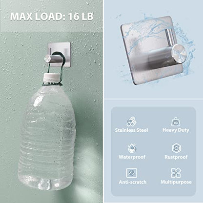 VIS'V Adhesive Towel Hooks, Waterproof Shower Wall Stick on Hooks, 2 Extra Adhesive Strips, Silver, 4 Pcs - color: Silver