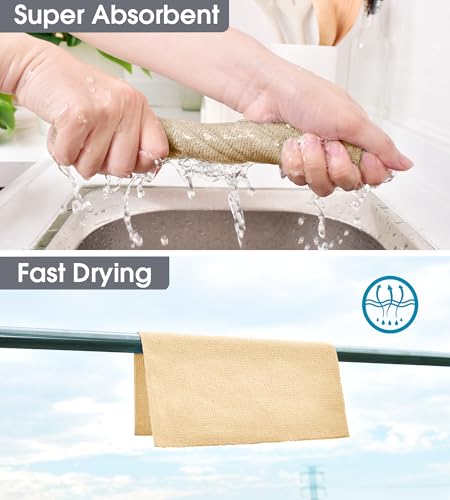 KitchLife Microfiber Cleaning Cloth Roll - Tear-Away Reusable Microfiber Paper Towels, Lint-Free, Washable, 20 Sheets for Kitchen, Car, Dishes, and Sensitive Surfaces (Wheat) - color: Wheat