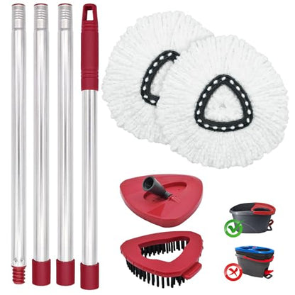Mop Head Replacement, Base, Mop Handle for Ocedar EasyWring 1-Tank System, 2 Microfiber Mop Refills, Extendable Length 30-59" Mop Handle, Base and Scrubber for All Hard-surfaced Floor - color: White (1 Tank System)
