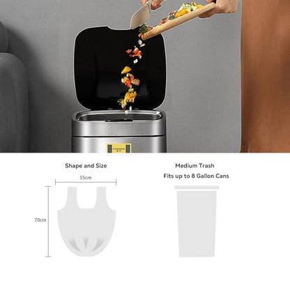 WAIKAS 8 Gallon Trash Bags with Handles, Pack of 42, Garbage Bags, Size 55 * 70cm, Weight 8g/pcs, Unscented, White - color: White, size: 42 Count (Pack of 1)