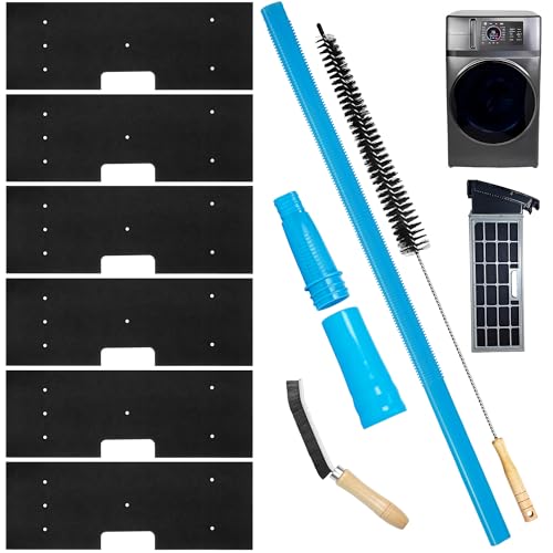 9Pcs Dryer Vent Cleaner Kit for GE Washer Dryer Combo,WH01X35719 Lint Filter replacement with dryer vent brush, Dryer Vent Vacuum Hose Attachment,Hand Washable and Reusable,Models: PFQ97HSPVDS - style: Dryer Vent Cleaner Kit