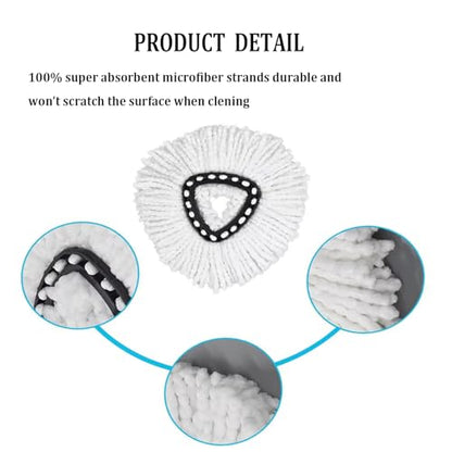 Spin Mop Replacement Head, 8 Pack Mop Refill Compatible with Ocedar Triangle Swivel Mops for House Cleaning and Floor Mopping