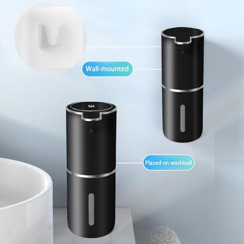 Automatic Soap Dispenser – Touchless Foaming Soap Dispenser 400ml USB Rechargeable Dispenser Electric Wall Mounted 4levels Adjustable Foam Dispenser Pump for Bathroom Kitchen Dish Soap(Black) - color: Black, style: Foam