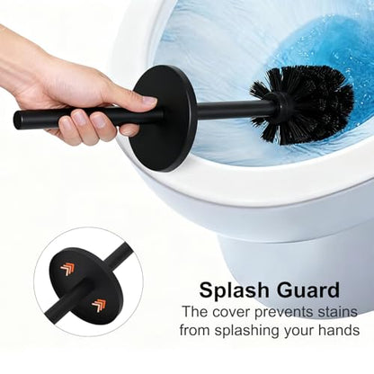 Toilet Brush and Caddy, Stainless Steel Toilet Bowl Brush and Holder, Toilet Bowl Cleaner Brush for Bathroom (Black) - color: Black
