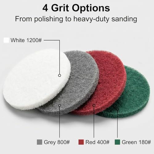4 Inch Mixed Grit Drill Brush Scrubber Scouring Pads, 20 Pcs Hook & Loop Power Scrubber Scour for Rotary Tools, Random Orbital Sander (180#/400#/800#/1200#) - style: Multicolor - Mixed Grit