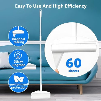 YHPDVI Lint Roller for Pet Hair – 7.5" Extra Wide Sticky Roller with 2 Refills & Long Handle | Heavy Duty Fur Remover for Couch, Carpet, Bed, Clothes | Large-Surface Lint Brush for Dog Cat Hair - size: 7.5" Extra