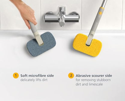 Joseph Joseph CleanTech 2-in-1 Bathroom Tub Shower Cleaning Scrubber with Microfiber pad and Abrasive Scouring Pads - style: Surface Scrubber