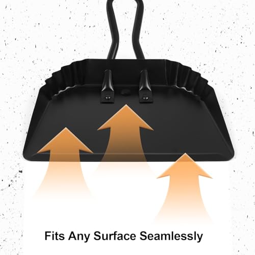 Dust Pan and Brush Set-Handheld Angled DustPan and Hand Broom Set, Large dust pan with handle,Heavy Duty Metal Dustpan and Brush Set Home For Small Item Sweeping Rubber Coated Easy to Grasp Handle - size: Dustpan and brush 11.8*14.3 Inch