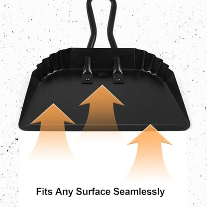 Dust Pan and Brush Set-Handheld Angled DustPan and Hand Broom Set, Large dust pan with handle,Heavy Duty Metal Dustpan and Brush Set Home For Small Item Sweeping Rubber Coated Easy to Grasp Handle - size: Dustpan and brush 11.8*14.3 Inch