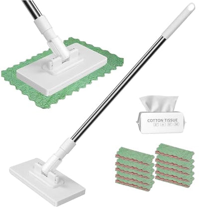 Snap Grip Mini Mop,Zero Touch Mini Mop,Disposable Dust Mops with 5 Reusable Cloths,Dry and Wet Use,40inch Locking Handle for Gaps & Multi-Surface (+10 Cloths) - size: +10 cloths