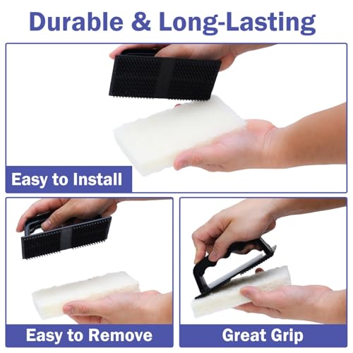 YoleShy Handled Scrubber Set, Non-Scratch Bathroom Scrubbing Pads, Bathtub Scrubber with Handle, Reusable Cleaning Sponge for Shower Tile, Bathtube, Sink, Spas Tubs & Swimming Pool Step - color: Black