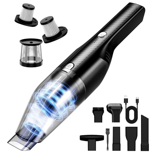 Handheld Vacuum Cordless - Car Vacuum Cleaner with 11000Pa Powerful Suction,1.2lbs Lightweight, Type-C Charge, Multiple Accessories, Portable Hand Vacuum for Home, Pet and Car - color: Black