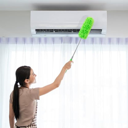 Tanlade 12 Pcs Microfiber Feather Duster for Cleaning 13-31 Inch Extendable Cobweb Dusters Ceiling Fan Duster Washable Bendable Tool for Office Car Window Furniture (Green) - color: Green