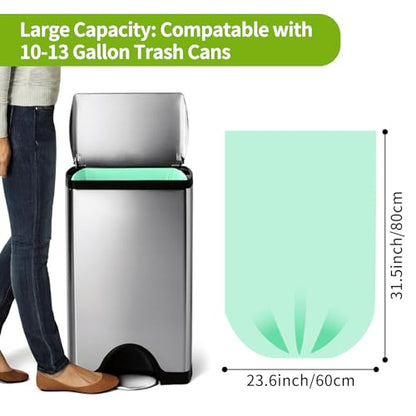 Kitchen Trash Bags 13 Gallon: Biodegradable Tall Kitchen Garbage Bags Strong Unscented Recycling Bags for Home/Office (Green, 80 Counts) - color: 13Gal-Green-80pcs
