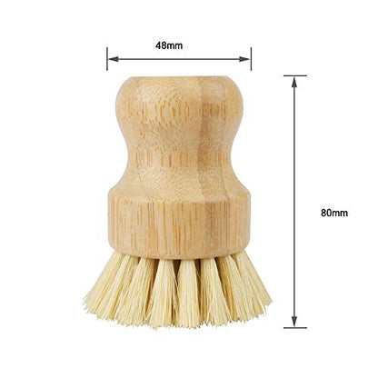 2 Pack Bamboo Dish Scrub Brush, Picowe Natural Scrub Cleaning Brush Vegetable Brush for Dishes Cast Iron Pots Pans, Used in Bathroom Kitchen Sink Household Cleaning