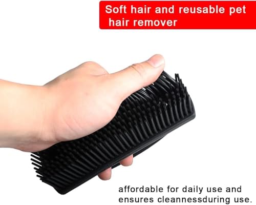 Rubber Brush for Pet Hair Removal - Effective Lint & Fur Remover Red/Black