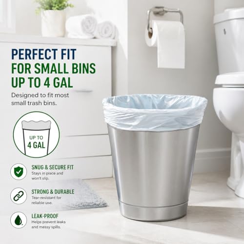 4 gallon Small Trash Bags Lavender Scented (200 Count) CCLINERS White Bathroom Garbage Bags 15 Liter Diaper Bags Mini Wastebasket Can Liners for Home Office Bins (200 Bags) - size: 200 Count (Pack of 1)