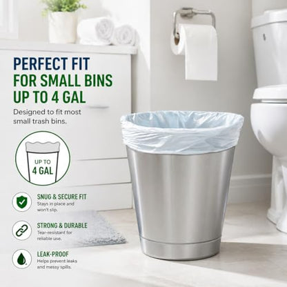 4 gallon Small Trash Bags Lavender Scented (200 Count) CCLINERS White Bathroom Garbage Bags 15 Liter Diaper Bags Mini Wastebasket Can Liners for Home Office Bins (200 Bags) - size: 200 Count (Pack of 1)