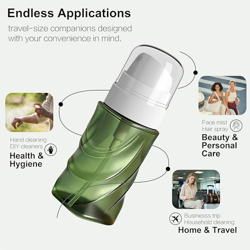 RNOAFMU 2 Pack Small Spray Bottle 2oz/60ml, Travel Size Mini Fine Mist Spray Bottles, Plastic Leakproof & Refillable Empty Spray Bottle for Hair, Face, Plant and Cleaning