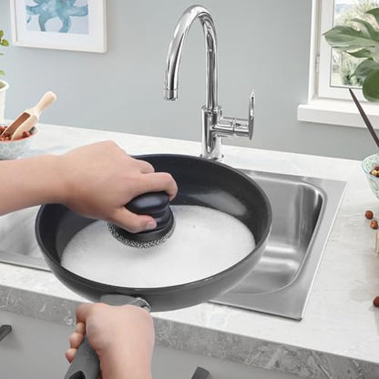 Cast Iron Scrubber and Scraper, Chain Mail Scrubber Cast Iron for Cleaning Dishes, Stock Pots, Pans, Griddles, Grills, Dish Scouring Pads - color: Black Fine Mesh