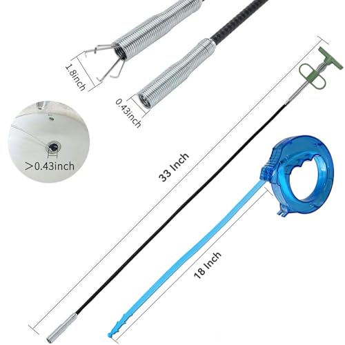 2-in-1 Drain Cleaning Tool Kit, 35" Flexible Plumbing Snake Grabber Tool with Strong 4-Claw & Drain Weasel Hair Remover