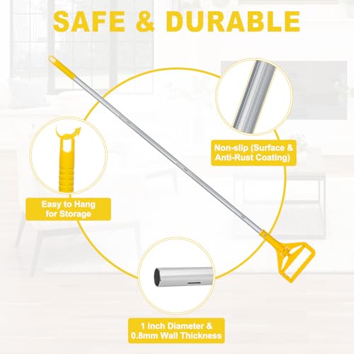 KeFanta Commercial Mop Handle Heavy Duty,60 Inch Aluminum Side Gate Mop Stick,Industrial Wet Mops Head Replacement Holder for Floor Cleaning,Yellow - size: 1 Pack