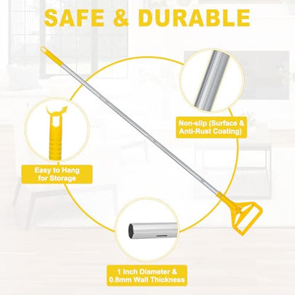 KeFanta 2 Pack Commercial Mop Handle Heavy Duty,60 Inch Aluminum Side Gate Mop Stick,Industrial Wet Mops Head Replacement Holder for Floor Cleaning,Yellow - size: 2 Pack