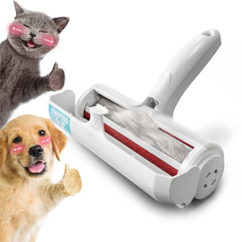 DELOMO Pet Hair Remover Roller: Reusable Lint Roller with Large Fur Bin - Portable Cat and Dog Hair Remover for Couch, Bedding, Car, Rugs & Furniture, Effective and Eco-Friendly, for Multi-Pet Homes - color: A: White（hot Sale）