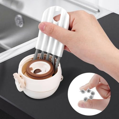 3PCS Cleaning Brush Keyboard Cleaner, Multi-Function Cleaner Tool Kit, Flexible Crevice Brush for Window Track, Cup Lids, Bottle Groove, Household Cleaning Tools (White)