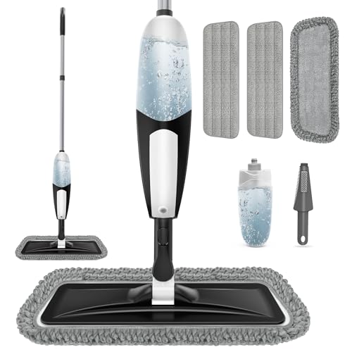 Spray Mop for Floor Cleaning: Microfiber Wet Dry Mop for Hardwood Laminate Tile Wood Vinyl, 360° Swivel Head Lightweight Flat Floor Mops with 3 Washable Reusable Pads & Refillable Bottle