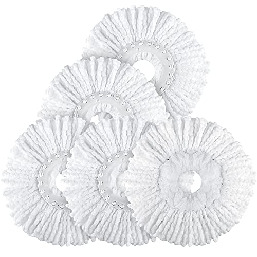 Spin Mop Replacement Head 5 Pack Magic Mop Refill for Hurricane 360° Systems, Microfiber Spin Mop Head, Round Shape Standard Universal Size - size: 5 Count (Pack of 1)