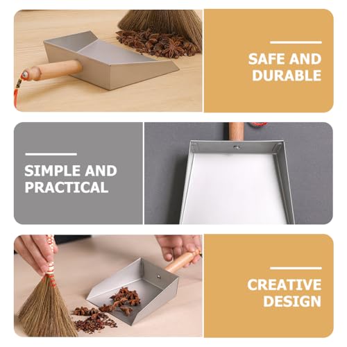 Beaupretty Stainless Steel Small Dustpan with Short Handle Compact Lightweight Metal Dust Pan for Household and Children Tabletop Cleaning Tool 8.46X5.51In