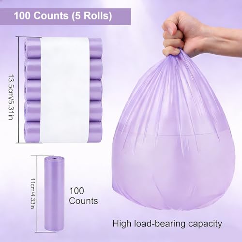 Drawstring Trash Bag 100PCS, Leakproof Small Trash Bags, Unscented Small Garbage Bags, 15 Liter Mini Wastebasket can Liners for Office Bedroom Bathroom, Darkpurple - color: 100Violet color