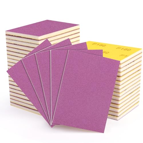 20 Pcs 3 x 4 Inch Sanding Sponge Set, 180 Grit Abrasive Sanding Sponges Pads Soft Foam Hand Sander Block Wet Dry Purple Ceramic Sand Sandpaper for Wood Metal Drywall Furniture Paint Polishing - size: 20pcs 180 Grit, style: Ceramic Sand