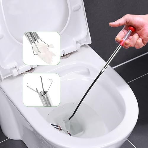 Drain Snake, Unclog Drain Tool for Bathroom Sink, Shower, Bathtub, Car & Tight Spaces,Flexible Sink Snake Drain Cleaner Tool Set, Sink Declogger, Hair Puller from Drain (63" Ball) - color: 63" Ball