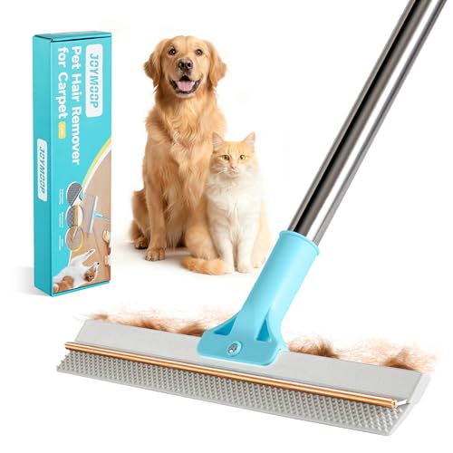 JOYMOOP Carpet Rake for Pet Hair Removal, 63" Adjustable Long Handle Pet Hair Remover, Reusable Cat Dog Hair Carpet Rake with Metal and Silicone Scraper for Rug, Sofa, Cloth - size: 1 PCS[1 Long Handle]