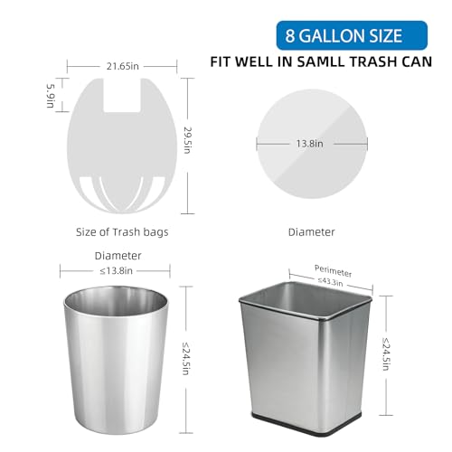 8 Gallon White-Trash-Bags Unscented Tall Kitchen - Large Plastic Garbage Bag With Handles 60Counts Recycling Office Car Medium Waste Basket Can Liner Thick Strong Acqkunlo - color: 8 gal white 60