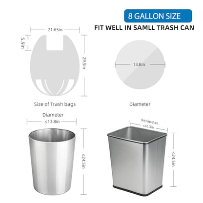 8 Gallon White-Trash-Bags Unscented Tall Kitchen - Large Plastic Garbage Bag With Handles 60Counts Recycling Office Car Medium Waste Basket Can Liner Thick Strong Acqkunlo - color: 8 gal white 60
