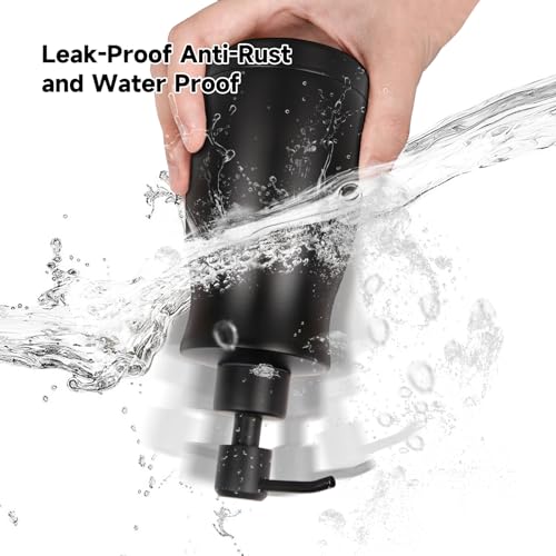 304 Stainless Steel Soap Dispenser Modern Rust-Proof Liquid Soap Pump Bottle for Kitchen or Bathroom Countertop Hand Dish Lotion Leak-Proof 13.5oz (Black) - color: Black