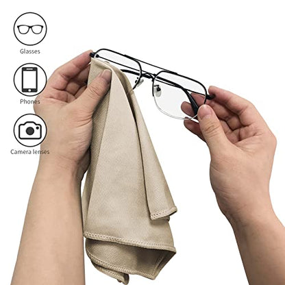 Puomue 6 Pack Microfiber Glass Cleaning Cloth, 16 Inch X 16 Inch, Lint Free Quickly Clean Window, Glasses, Windshields, Mirrors, and Stainless Steel, Camel - color: Camel