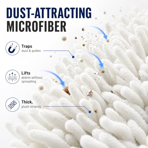 HI-TECH Industries Microfiber Jumbo Duster MFJD-1 – 27" Scratch-Free Car Duster for Dust Pollen & Light Debris, Safe on Paint Chrome & Glass, Includes Storage Bag