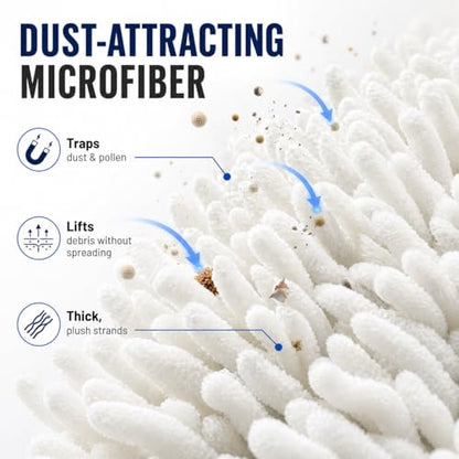 HI-TECH Industries Microfiber Jumbo Duster MFJD-1 – 27" Scratch-Free Car Duster for Dust Pollen & Light Debris, Safe on Paint Chrome & Glass, Includes Storage Bag